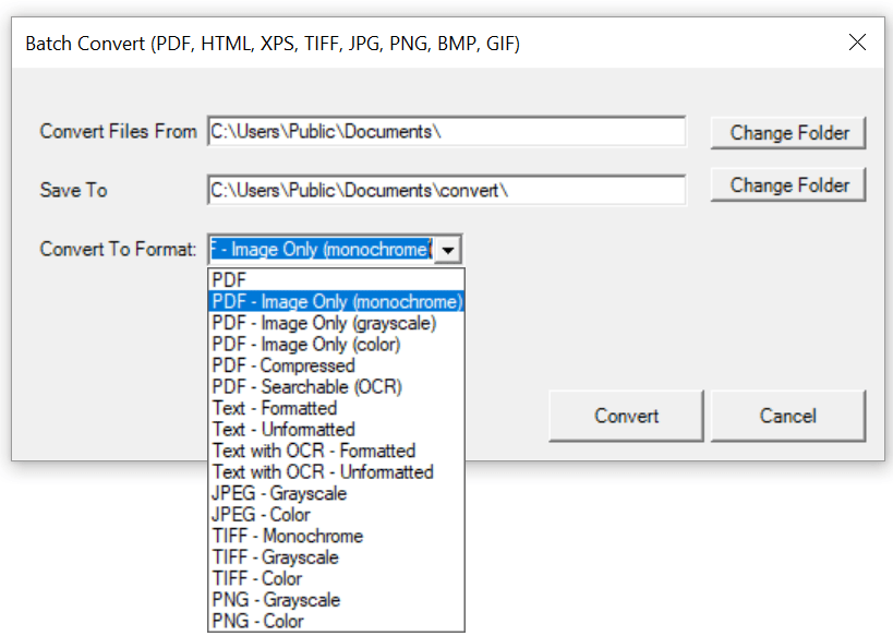 Win2PDF Desktop - Batch Convert XLS to Image Only PDF