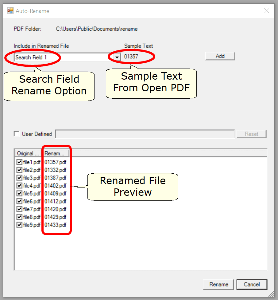 Win2PDF Auto Rename Search Field